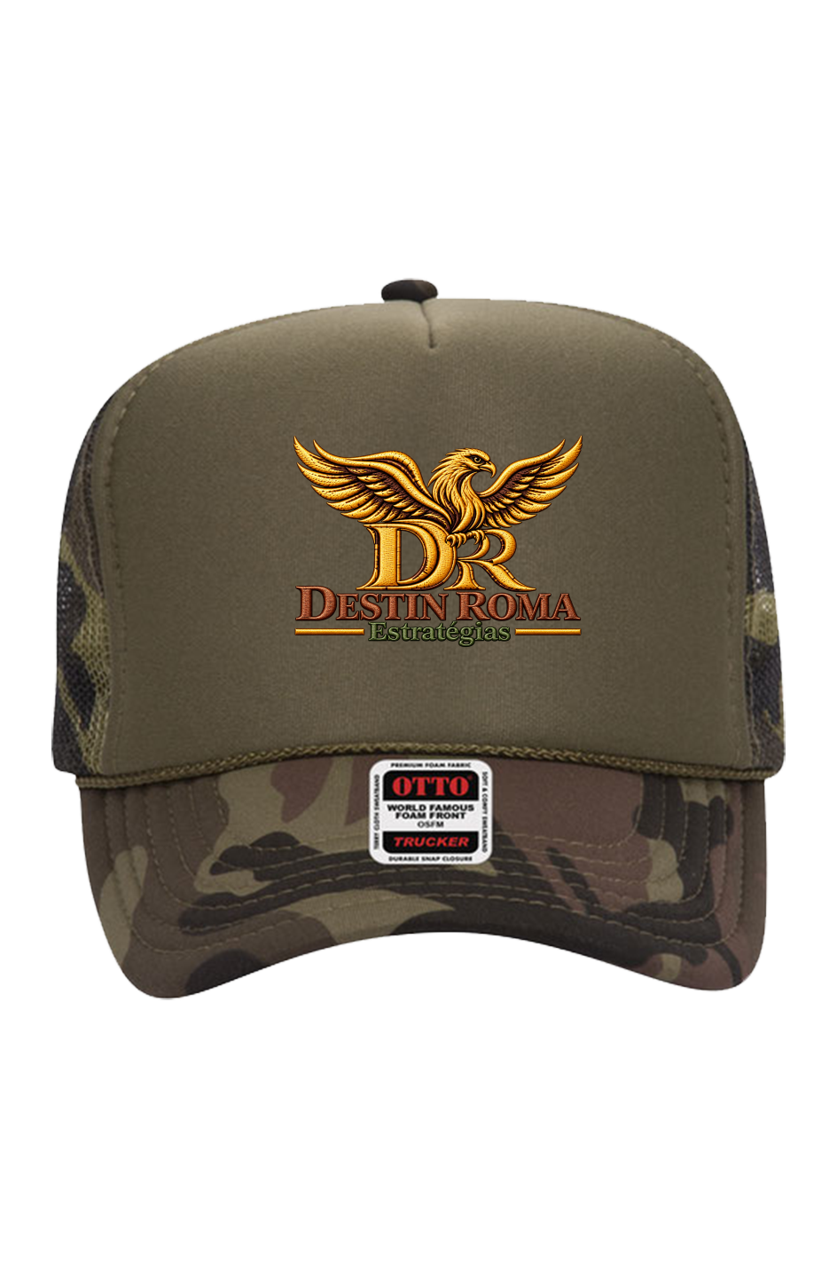 Destin Roma Premium 5 Panel Dark Olive Mesh Camo Cap