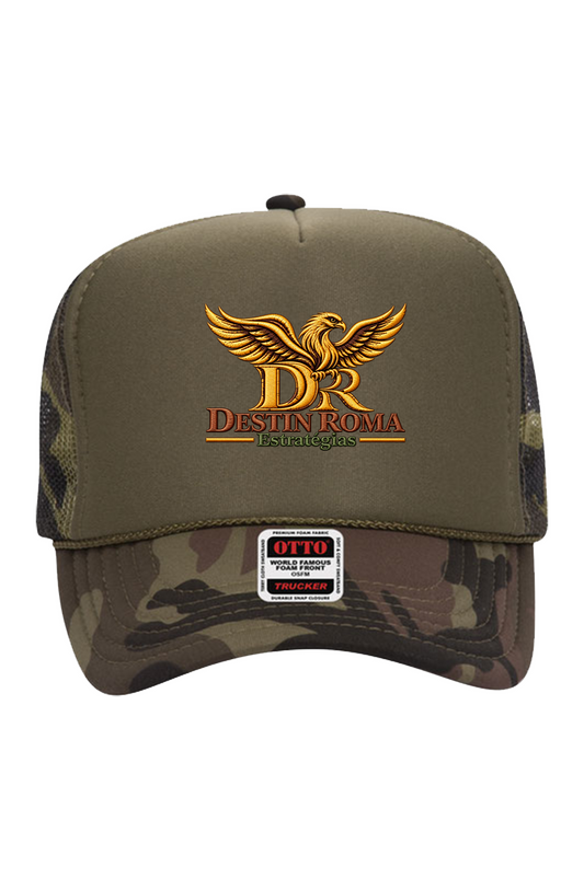 Destin Roma Premium 5 Panel Dark Olive Mesh Camo Cap